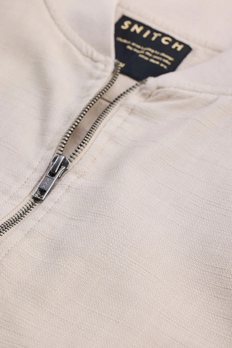 سنيتش Beige Textured Relaxed Fit Jacket